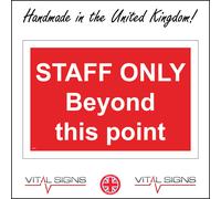 (600 x 450mm - 24 x 18, C - Dibond / Composite Aluminium) PR410 Staff Only Beyond This Point Sign No Entry Public Employees Workers 600mm x 450mm B - Magnetic - Vehicle Grade