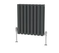(600 x 550mm Double) NRG Horizontal Vertical Designer D-shape Radiator Single Double Panel Bathroom Central Heating Rads Anthracite