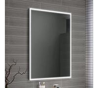 iBathUK Spectra Wall Mounted LED Bathroom Mirror, Modern Pre-Assembled Illuminated Light Up Mirror with Demister Pad with Touchless Sensor Switch, Portrait or Landscape Mounting, 600 x 800 mm