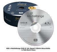 600 x MediaRange DVD+R 16x Speed 120min Recordable 4.7GB Blank Discs in Cake Tub