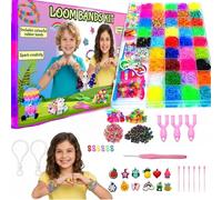 6000+ Loom Bands Kit - 40 Vibrant Colors Loom Bands - Rubber Bands Bracelet Making Kit with A,B,C Beads, Bracelet Connector and Tools with Storage Box - DIY Arts & Crafts Gift for Girls & Boys