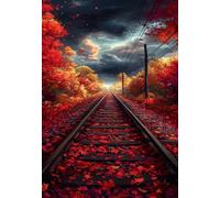 6000 Piece Jigsaw Puzzles for Adults - Maple Leaves Train - Eco Matte Anti-Glare Print, Precision Fit Interlocking Pieces with Letter Zone Backing 70.5x41.3 inch