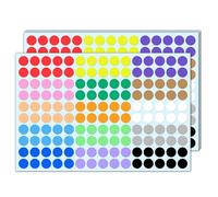 6000 Pieces - 12mm Coloured Dot Stickers, Sticky Dots Circle Round Labels - 15 Assorted Colours