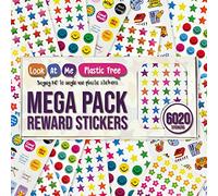 6000+ Reward Stickers for Children - Bulk Incentive & Behaviour Chart Stickers for Teachers & Parents - Stars, Smiley Faces for Classroom, Home, Crafting & Decorating