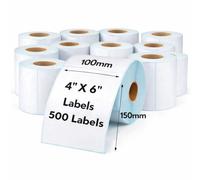 6000 Thermal Shipping Barcode Labels, 4x6 Inch (100 x 150 mm), Premium White Self-Adhesive, Commercial Grade for Direct Thermal Printer - Compatible with Amazon, Royal Mail, FedEx (12 Rolls)