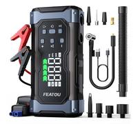6000A Car Battery Booster Jump Starter Power Pack with 150PSI Air Compressor&Tyre Inflator - 12V Car Battery Charger and Jump Starter (all Gas/12L Diesel), Portable Power Bank & Jump Leads, Light, 30W