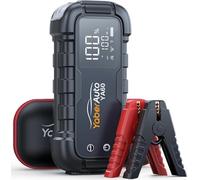 6000A Jump Starter & 150W DC Car Battery Charger with 3.3" LED Screen. Includes 600 Lumens Flashlight USB ports and safety features. Ideal for cars trucks and emergencies! Portable & powerful
