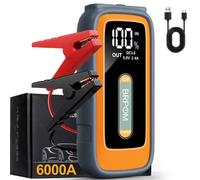6000A Peak Car Jump Starter, 12V 26800Mah, Portable Battery Pack With Smart Jumper Cables And Led Light.