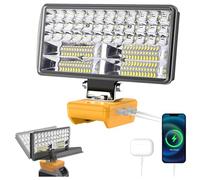 6000LM 38W LED Work Light Compatible with DeWalt 18V 60V Max Flex Battery, 2 Modes Portable Battery Work Lights Cordless Flood Light with 2X2.1A USB Charging Ports & Low Voltage Protection