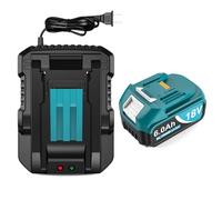 6000mAh 18V Battery Replacement for Makita 18V Battery and Charger DC18RC, Compatible with Makita LXT 18 Volt Batteries Lithium Ion BL1850 BL1840 BL1830 BL1820 BL1815 Cordless Power Tools (Blue)