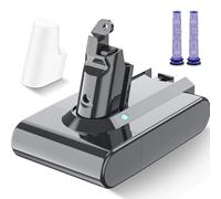 6000mAh V6 Replacement Battery for Dyson Battery Compatible with V6 DC62 DC61 DC59 DC58 DC72 DC74 SV09 SV07 SV03 SV05 Animal Absolute Fluffy Clean Cordless Vacuum with 2 Pre-Filters
