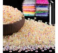 6000pcs 4mm Resin Rhinestones Bulk, Light Yellow AB Flatback Round Jelly Rhinestones Non Hotfix Crystal Gems Large Quantity Wholesale for DIY Crafts Clothes Bottles Face Makeup Manicure