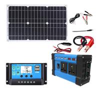 6000W Complete Solar Power Kit with Inverter, 18W Monocrystalline Panel and Dual Voltage Controller, 4 Ports and LCD Display.(110V)