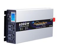 6000W High Power Pure Sine Wave Inverter 12V/24V/48V/60V/72V to 110V/220V Voltage Converter for Cars & Trucks - Home Transformer with Display