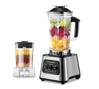 6000W Mixer Electric Blender Smoothie Maker,2-in-1 Food Jug Blender,2.5L Blender & Smoothie, Coffee Grinder, 10 Speed,Glass Jug Blenders for Smoothies, Shakes, Frozen Drinks, Ice, Sauces (Black)
