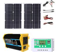 6000W Off-Grid Solar Panel Kit with 50A Charge Controller & Dual LCD Displays for RVs, Boats(Black)