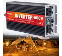 6000W Pure Sine Wave Inverter 12V 24V 48V 60V 72V DC to AC 110V 230V Split Phase, Off-Grid Low Frequency Solar Power Inverter with LCD Display & Cooling Fans for Home Use