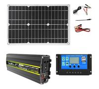 6000W Pure Sine Wave Inverter Solar Kit - 12V to 110V/220V, Complete Solar Generator System with 30A Controller & 18W 12V Solar Panel for Home Use(12v-110v)