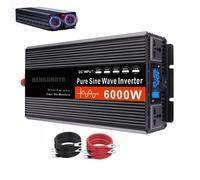 6000W Pure Sine Wave Inverter, with 2 AC Sockets/LCD Display,24V To 230V Car Power Inverter, Silent Design, Low Frequency Solar Power Inverter Converter