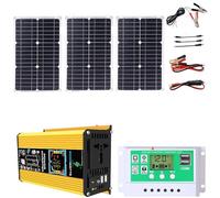 6000W Solar Panel Kit - 75W Waterproof Panel & 50A Controller for Off-Grid, RV & Camping Use - Dual USB Ports & Solar Inverter (Unique Color)