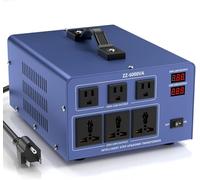 6000W Voltage Converter Auto Transformer,110/120/220/240V Heavy Duty Step Up/Down Power Converter Transformer with 3 US Outlets,3 Universal Outlets,Resettable Circuit Breaker Protection,LCD Display