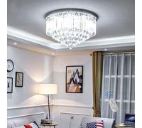 6001 Modern Genuine K9 Crystal LED Round Flush Ceiling Light Chandelier Dimmable + Remote Ctrl + Bluetooth Speakers (65cm)