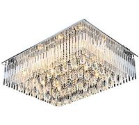 6002 Genuine K9 Crystal Flush Ceiling Light Chandelier 3 Colours Dimmable+Remote CTRL+Bluetooth Speakers (80x80x35cm 39W)