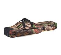 600D Fabric Fishing Rod Bag with 3 Compartments, 2 Front Pockets, Mesh Pocket, 120cm/150cm, Camouflage Design, Adjustable Strap, Foldable for Easy Transport