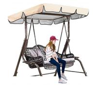 600D High Quality Silver Coated Oxford Cloth Canopy for Swing Durable and Tear-Resistant Swing Replacement Canopy for Lawn Garden, Party ,beige-190*132*15cm