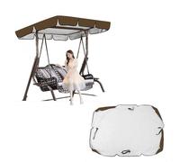 600D High Quality Silver Coated Oxford Cloth Canopy for Swing Waterproof,UV Protected Hammock Swing Cover for Lawn Garden, Party ,brown-195*125*15cm
