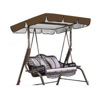 600D High Quality Silver Coated Oxford Cloth Canopy for Swing Waterproof,UV Protected Outdoor Awning for Lawn Garden, Party ,brown-190*132*15cm