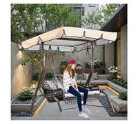 600D High Quality Silver Coated Oxford Cloth Outdoor Swing Canopy Replacement Durable and Tear-Resistant Swing Chair Canopy Outdoor for Lawn Garden, Party ,beige-195*125*15cm