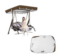 600D High Quality Silver Coated Oxford Cloth Outdoor Swing Canopy Replacement Windproof Heavy Duty Rip Proof Outdoor Awning for Lawn Garden, Party ,brown-195*125*15cm