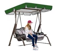 600D High Quality Silver Coated Oxford Cloth Porch Swing Cover Windproof Heavy Duty Rip Proof Outdoor Yard Park Swing Chair Canopy for Lawn Garden, Party ,green-190*132*15cm