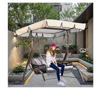 600D High Quality Silver Coated Oxford Cloth Swing Canopy Replacement Cover Waterproof,UV Protected Replacement Canopy for Swing for Lawn Garden, Party ,beige-195*125*15cm