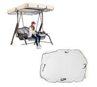 600D High Quality Silver Coated Oxford Cloth Swing Canopy Windproof Heavy Duty Rip Proof Swing Canopy Replacement Top for Lawn Garden, Party ,beige-190*132*15cm