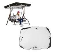 600D High Quality Silver Coated Oxford Cloth Swing Cover Waterproof,UV Protected Porch Swing Canopy for Lawn Garden, Party ,Black-195*125*15cm