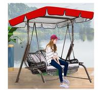 600D High Quality Silver Coated Oxford Cloth Swing Cover Windproof Heavy Duty Rip Proof Swing Canopy Replacement Top for Lawn Garden, Party ,red-195*125*15cm