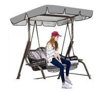 600D High Quality Silver Coated Oxford Cloth Swing Cover Windproof Heavy Duty Rip Proof Swing Canopy Replacement Top for Lawn Garden, Party ,grey-195*125*15cm