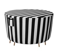 600D Oxford Cloth Round Table Dust Cover Waterproof Outdoor Garden Patio Large Furniture Protector For Outdoor Furniture(Stripe,157CM X71CM)