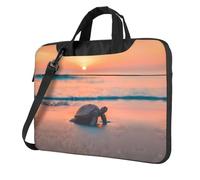 600D Oxford Cloth Shockproof Laptop Shoulder Bag sea turtle sunset Printed Laptop Tote Bag For Everyday Use 15.6 inch