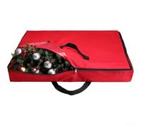 600D Oxford Fabric Wreath Storage Bag 30 Inch Square Design with Handles for Storing Christmas and Seasonal Wreaths Safely and Efficiently (Red)