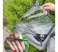 600g/m² Waterproof Tarpaulin Tear-Resistant Transparent Glass Tarps with Eyelets 0.5mm Thick Multifunctional PVC Plastic Tarp Sheet Cover Outdoor Patio Rainproof Sheeting (1.1x4m/3.6x13ft)