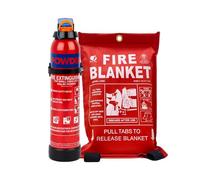 600g Powder Fire Extinguisher & 1.0m x 1.0m Soft Case Fire Blanket