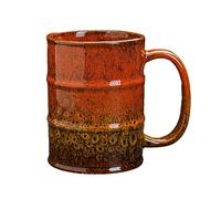 600ml/20.3oz Kiln change oil barrel, large capacity ceramic Mug, creative Coffee cup for office home-earth generates metal-600ml