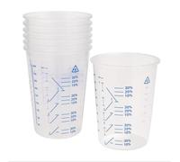 600ml Clear Plastic Mixing Cups with Blue Measurement Markings - Disposable Paint Mixing Containers for Resin, Epoxy, Automotive, Crafts - No Lids (50)