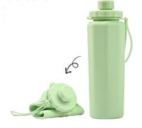 600ml Collapsible Water Bottles - Portable Foldable Expandable BPA - Free Leak - Proof Reusable Flask for Travel, Camping, Hiking, Cycling & Outdoor Sports（green）