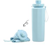 600ml Collapsible Water Bottles - Portable Foldable Expandable BPA - Free Leak - Proof Reusable Flask for Travel, Camping, Hiking, Cycling & Outdoor Sports（blue）