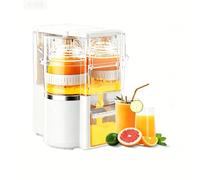 600ML Electric Citrus Juicer, Automatic Orange & Lemon Squeezer with 8-Blade Pulp Slot and Built-in Fruit Cutter, Portable for Home, Kitchen, Camping & Outdoor Use(White)