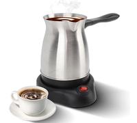 600ml Electric Turkish Coffee Pot 20Oz Turkish Coffee Maker with Ergonomic Anti-scald Handle 5 to 6 Cups Stainless Steel Heating Tea Maker Kettle Tea Milk Pot for Home Travel
